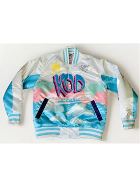 NWT Men's Headgear Classics J. Cole KOD Varsity Jacket Size L White Blue